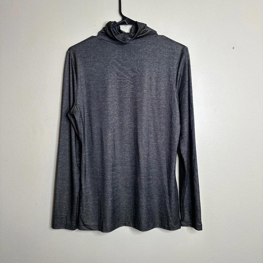 J.McLaughlin Turtleneck Gray Metallic Shimmer Long Sleeve Medium